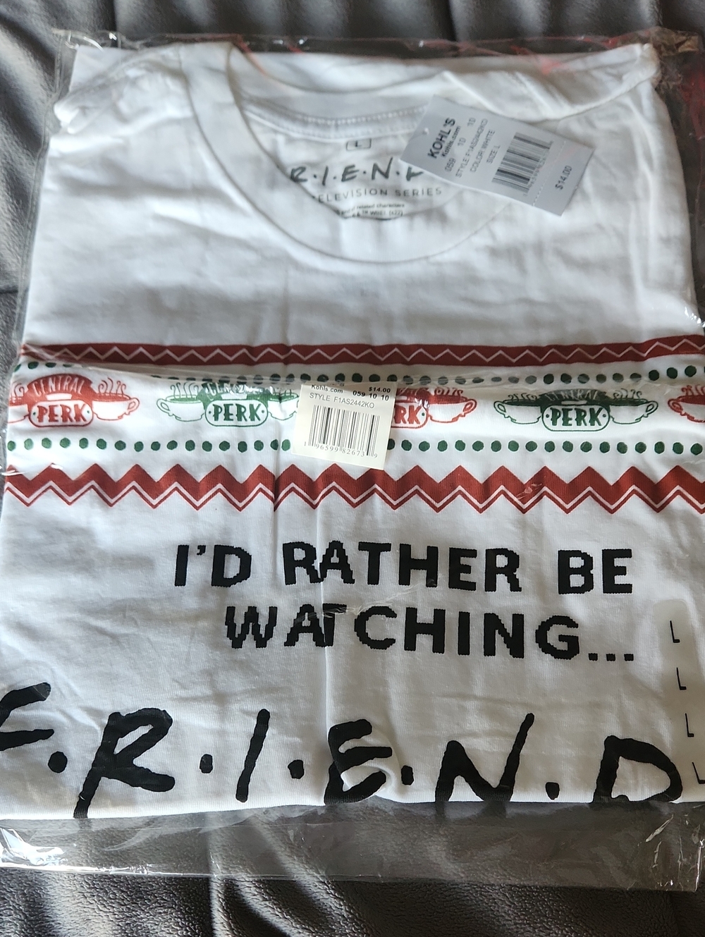 Kohl's White Men's Graphic Tee with Red and Green Accents